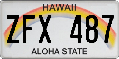 HI license plate ZFX487