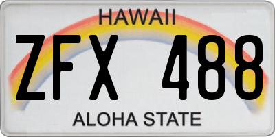 HI license plate ZFX488