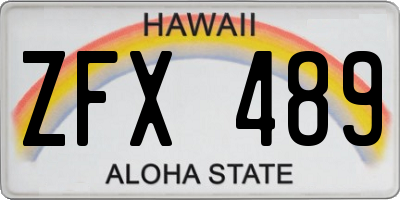 HI license plate ZFX489