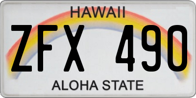 HI license plate ZFX490