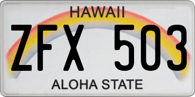 HI license plate ZFX503