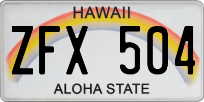 HI license plate ZFX504