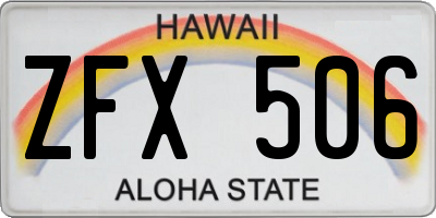 HI license plate ZFX506