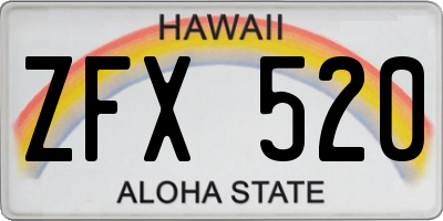 HI license plate ZFX520