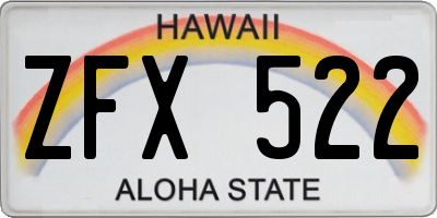 HI license plate ZFX522
