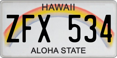 HI license plate ZFX534