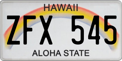 HI license plate ZFX545