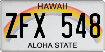 HI license plate ZFX548