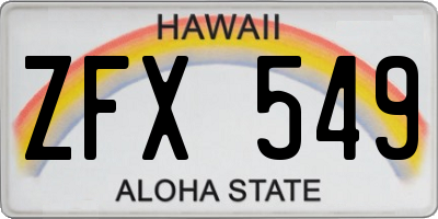 HI license plate ZFX549
