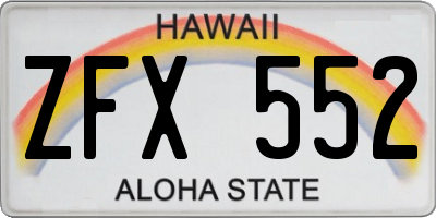 HI license plate ZFX552