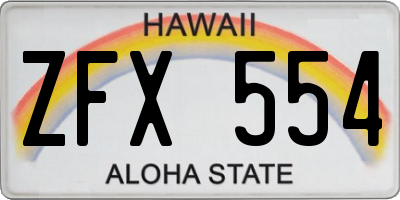 HI license plate ZFX554