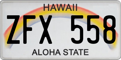 HI license plate ZFX558