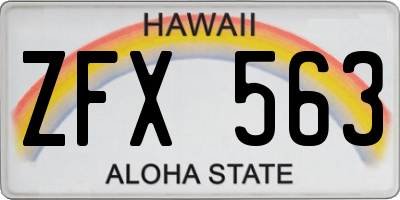 HI license plate ZFX563