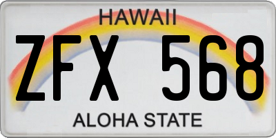 HI license plate ZFX568