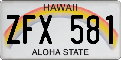 HI license plate ZFX581