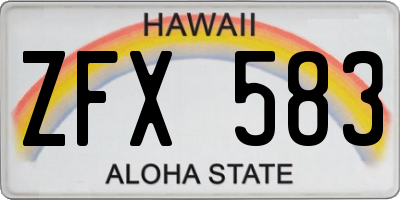 HI license plate ZFX583