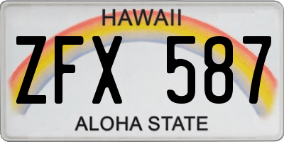 HI license plate ZFX587