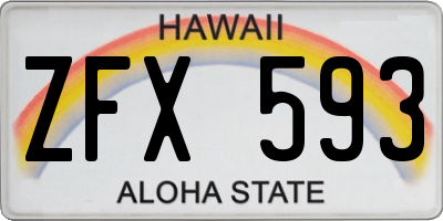 HI license plate ZFX593