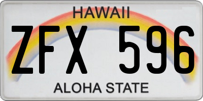 HI license plate ZFX596