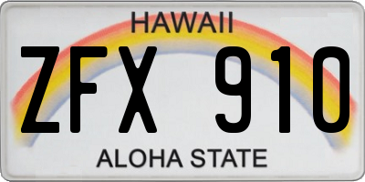 HI license plate ZFX910
