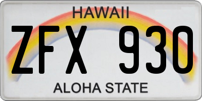 HI license plate ZFX930