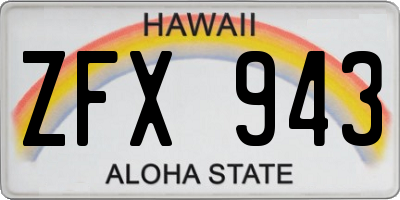HI license plate ZFX943
