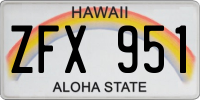 HI license plate ZFX951