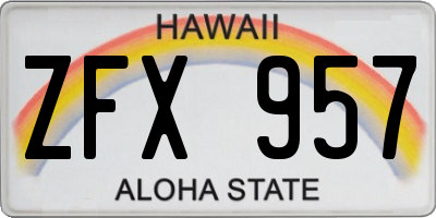 HI license plate ZFX957