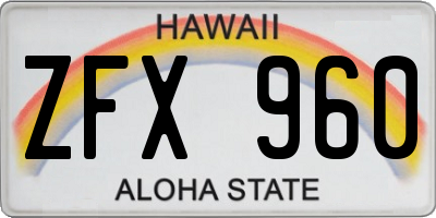 HI license plate ZFX960