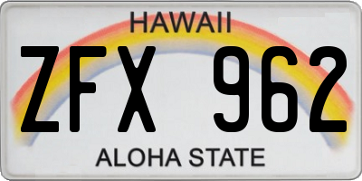 HI license plate ZFX962