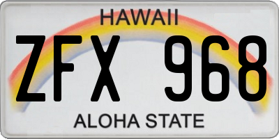 HI license plate ZFX968