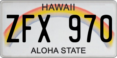 HI license plate ZFX970