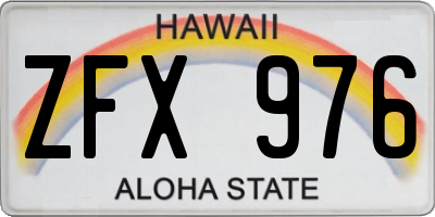 HI license plate ZFX976