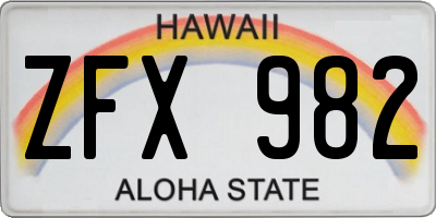 HI license plate ZFX982