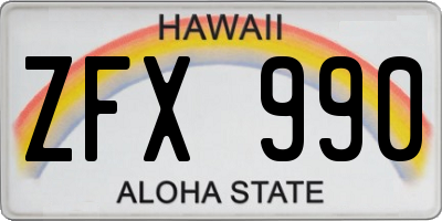 HI license plate ZFX990