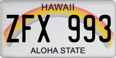 HI license plate ZFX993