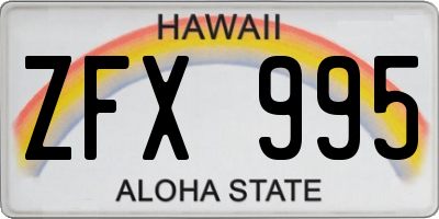 HI license plate ZFX995