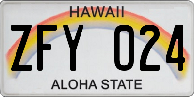 HI license plate ZFY024