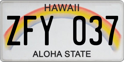 HI license plate ZFY037