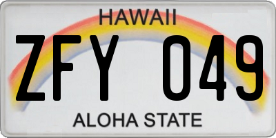 HI license plate ZFY049