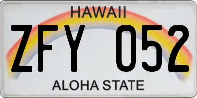 HI license plate ZFY052