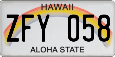HI license plate ZFY058