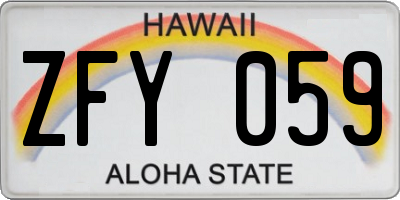 HI license plate ZFY059