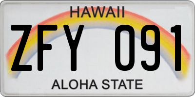 HI license plate ZFY091
