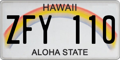HI license plate ZFY110