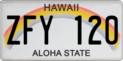 HI license plate ZFY120