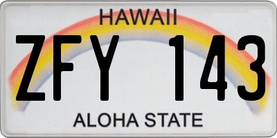 HI license plate ZFY143
