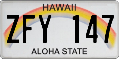 HI license plate ZFY147
