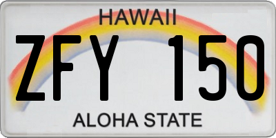 HI license plate ZFY150
