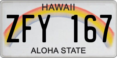 HI license plate ZFY167